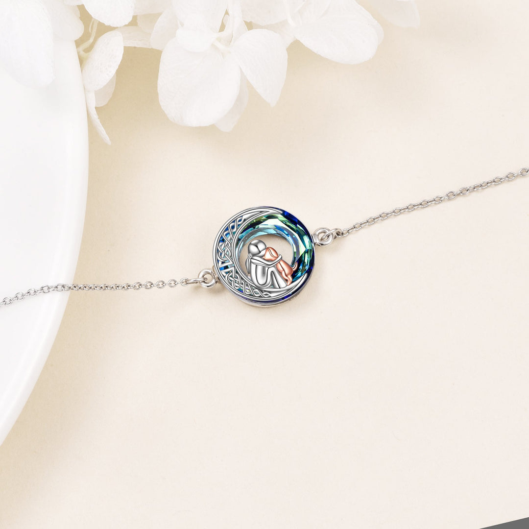 Adjustable bracelet with dog-shaped charm in sterling silver