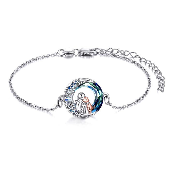 Adjustable bracelet with dog-shaped charm in sterling silver