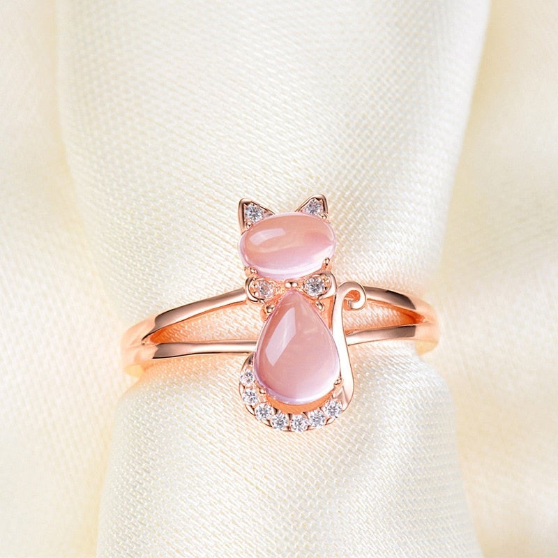 Rose gold cat ring