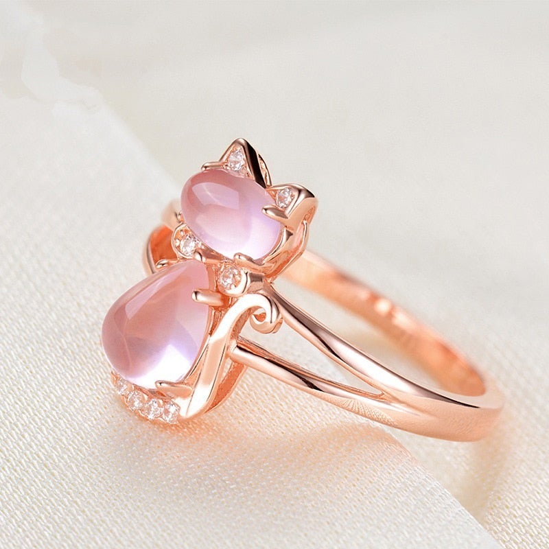 Rose gold cat ring