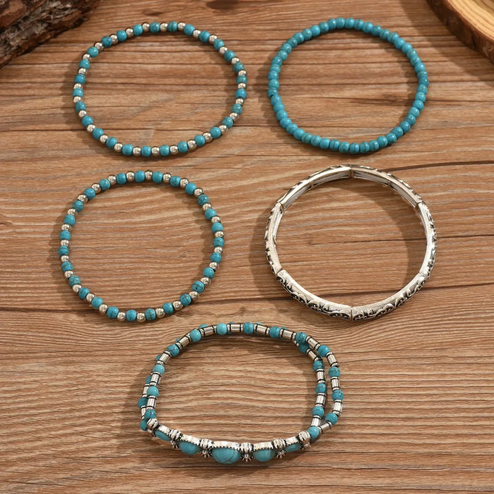 Bohemian Turquoise Beaded Bracelet Set
