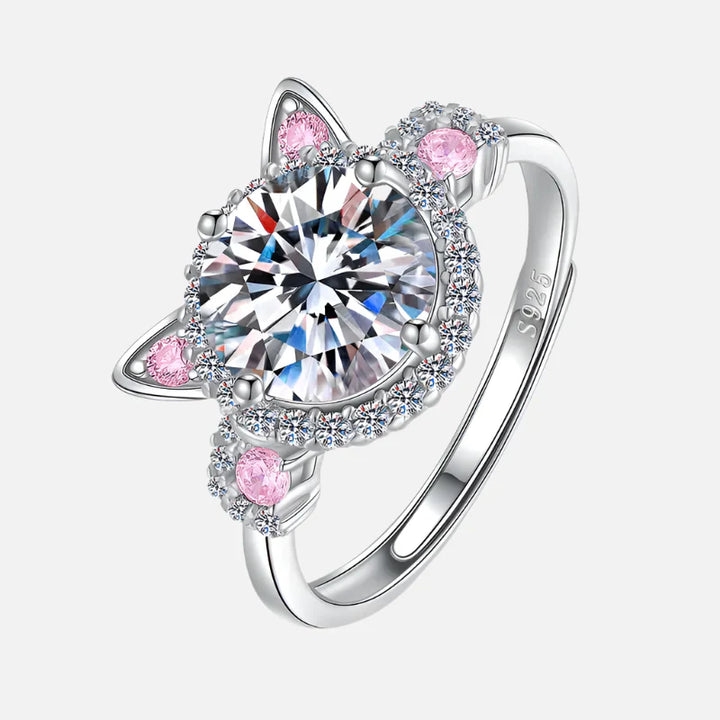 Adjustable Cat Ear Ring with Zircons