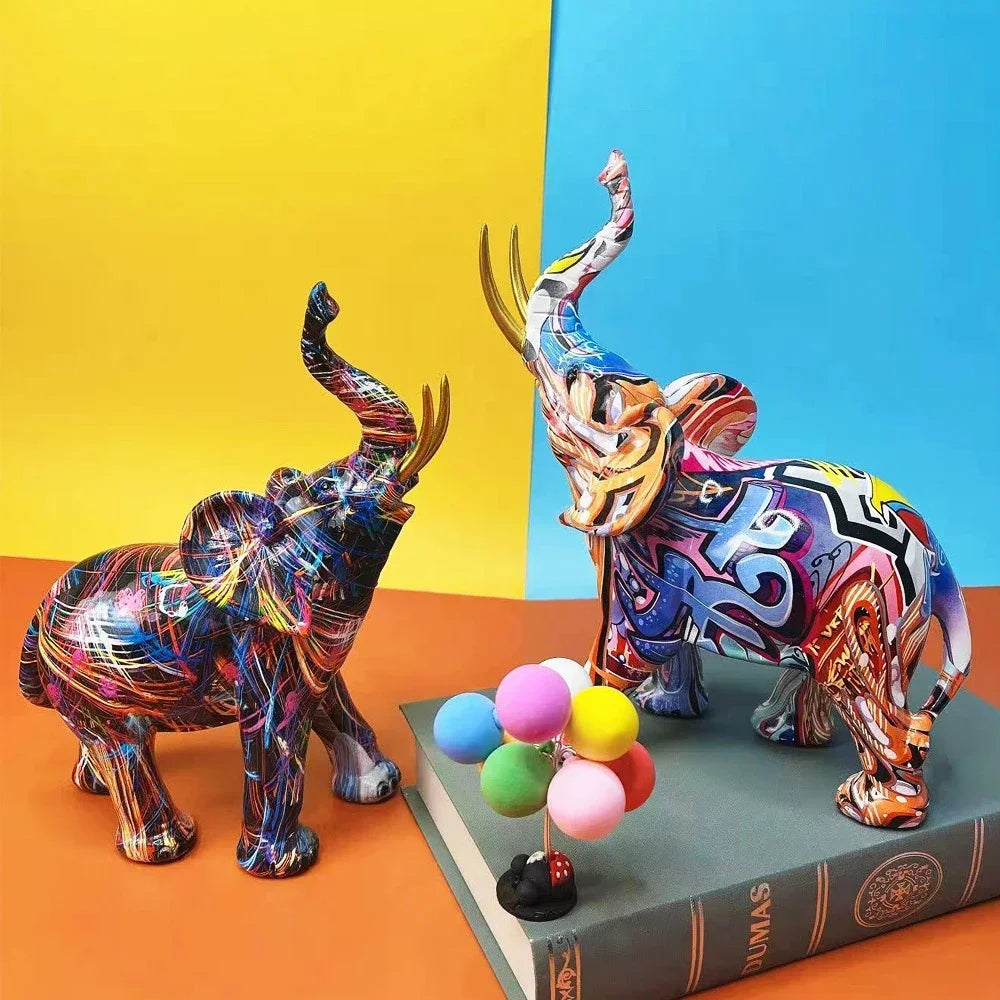 LuckyTrunk™ - Graffiti Art Elephant Sculpture
