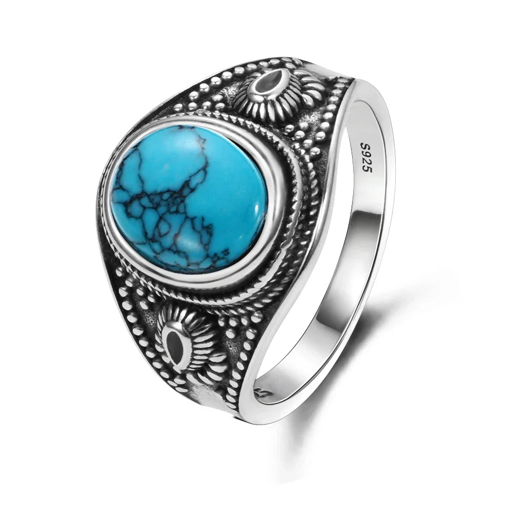Timeless Silver Oval Turquoise Ring
