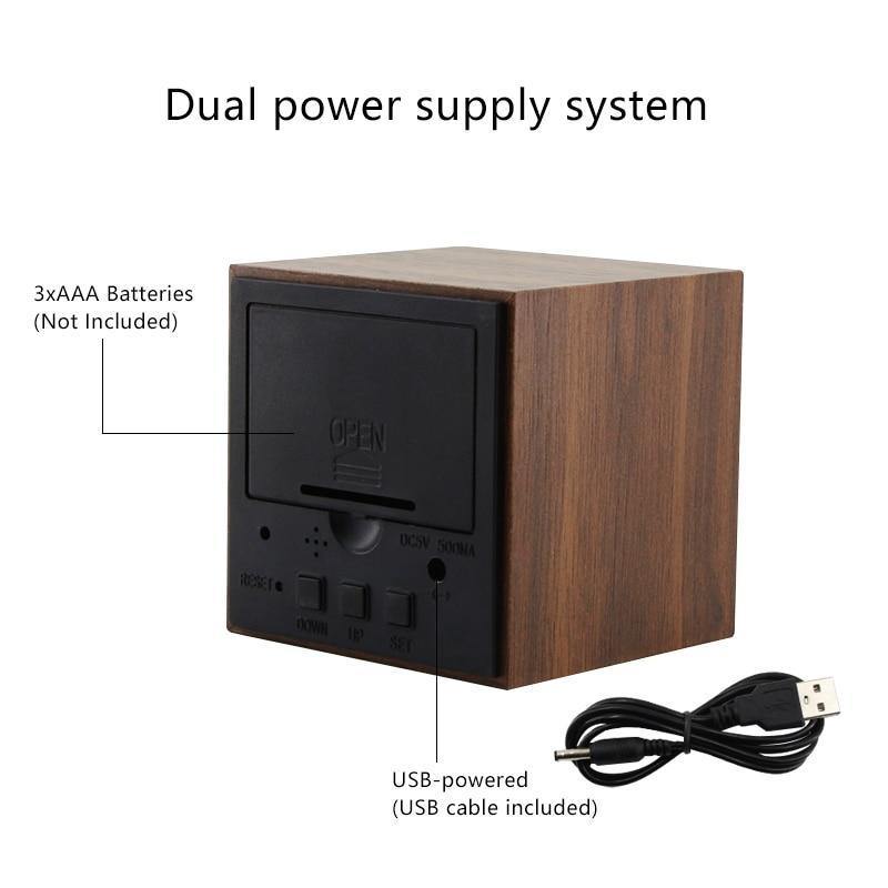 Wooden Block LED Alarm Clock